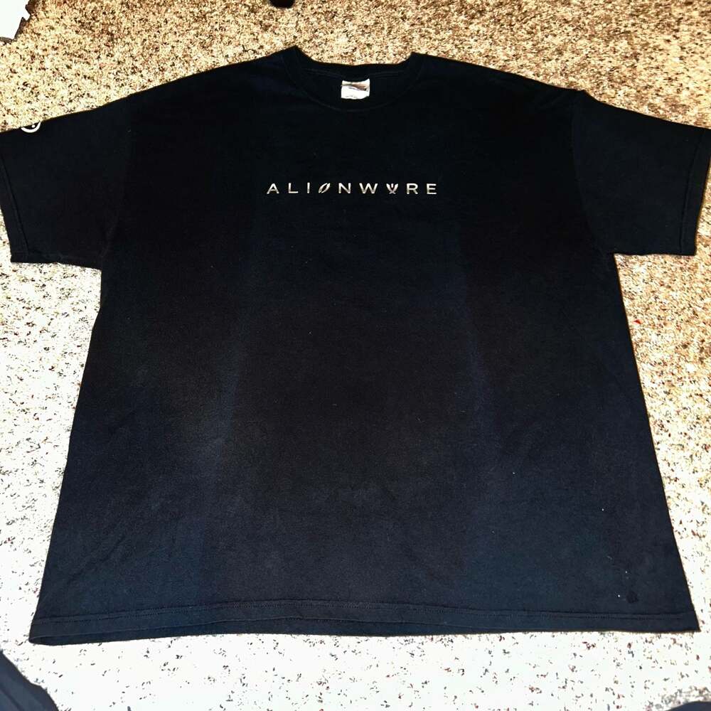 Vintage Alienware Logo Gaming PC Double Sided Black T-Shirt Adult 2XL